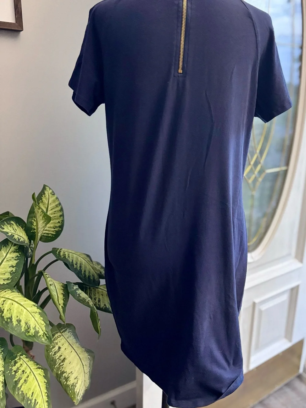 Classic Short-Sleeve Navy Dress